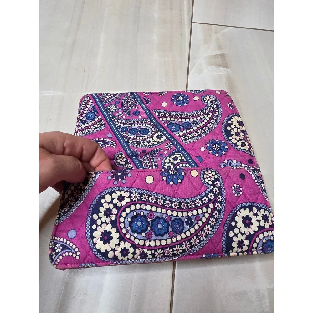 Vera Bradley Quilted‎ Cotton Wallet Purple Blue Paisley Floral ID Window Clutch
